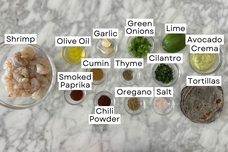 Ingredients for air fryer shrimp tacos