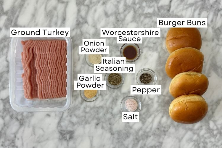 Ingredients for air fryer turkey burgers