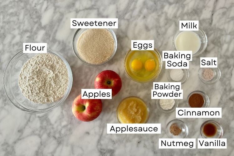 Ingredients for apple cinnamon muffins