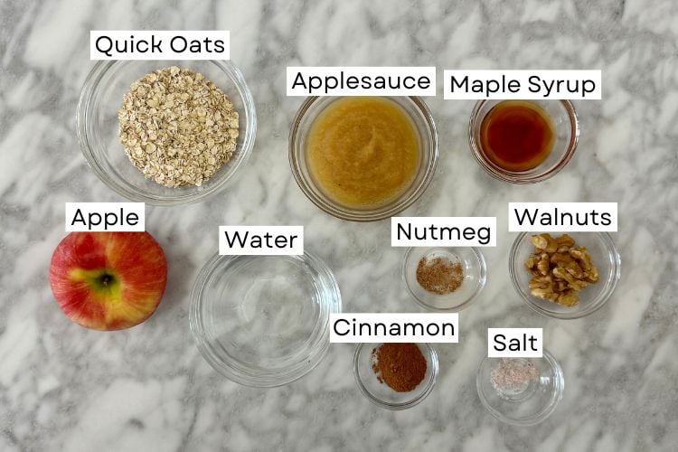Ingredients for apple cinnamon oatmeal