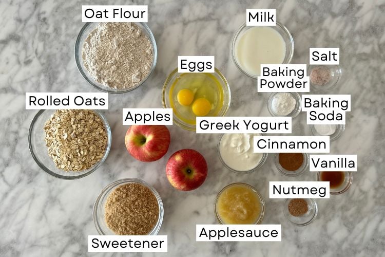 Ingredients for apple oat muffins