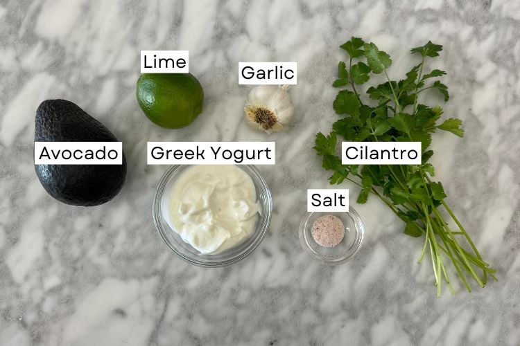 Ingredients for avocado crema