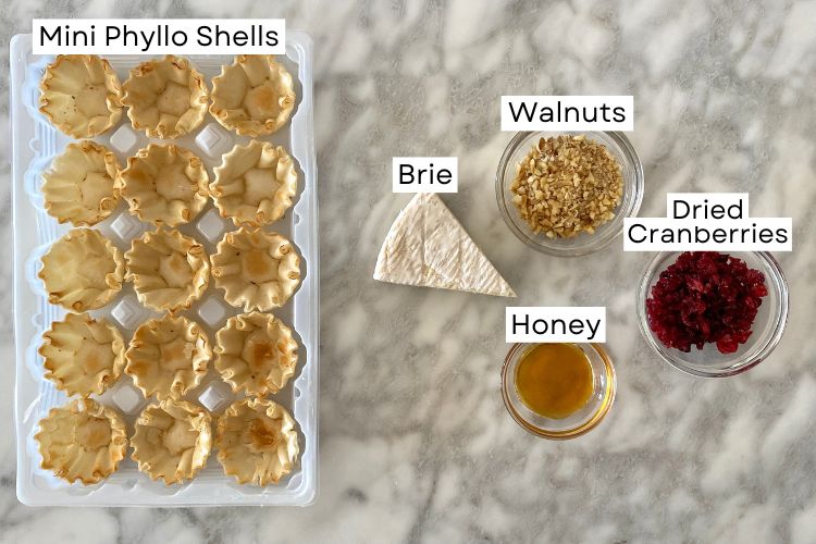 Ingredients for baked brie phyllo cups