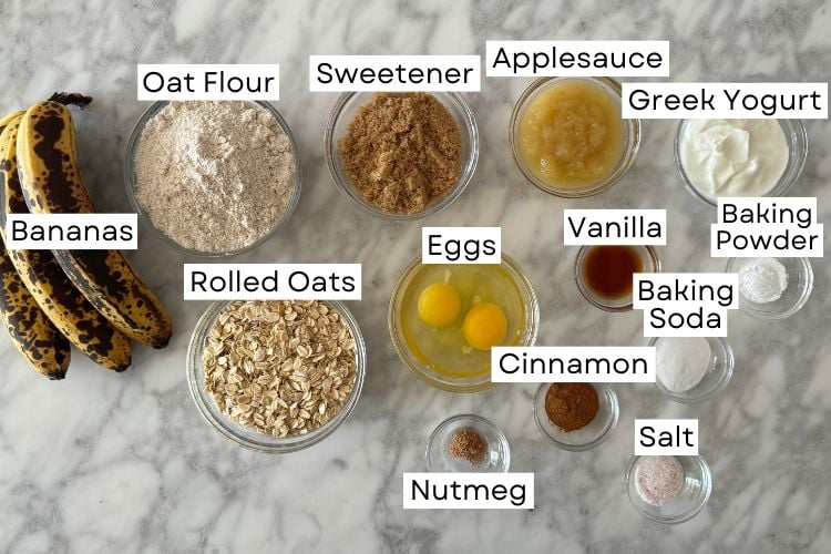 Ingredients for banana oat muffins