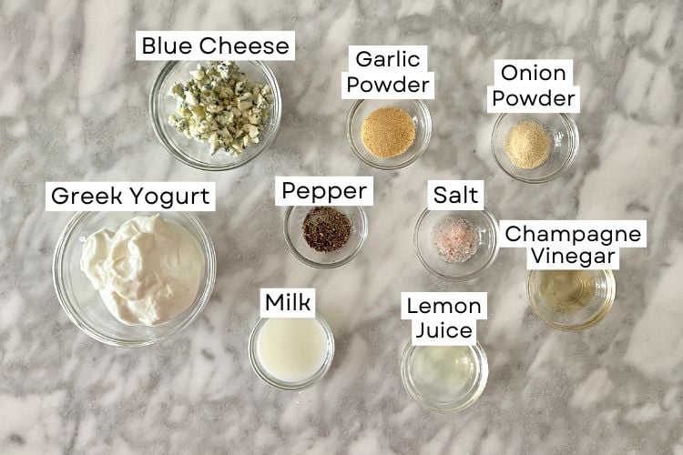 Ingredients for blue cheese dressing