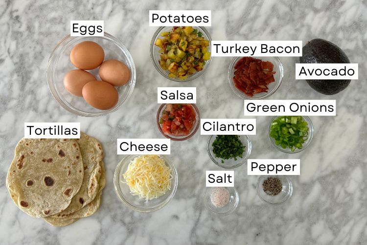 Ingredients for breakfast tacos
