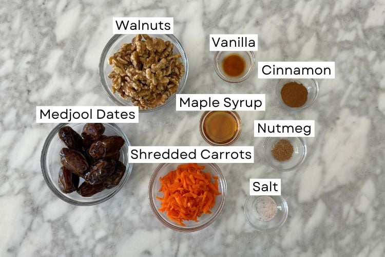 Ingredients for carrot cake bliss balls