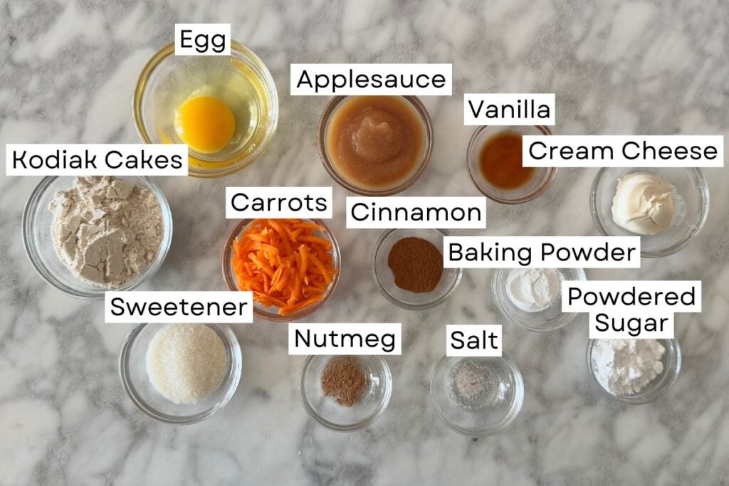 Ingredients for carrot cake mug cake recipe