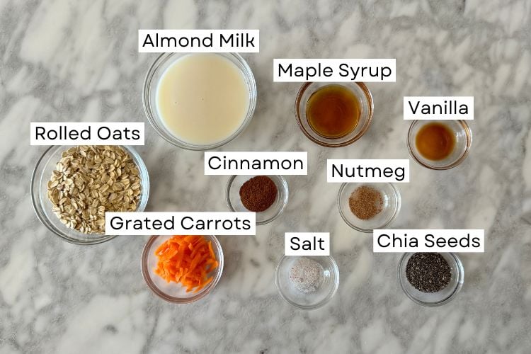 Ingredients for carrot cake overnight oats