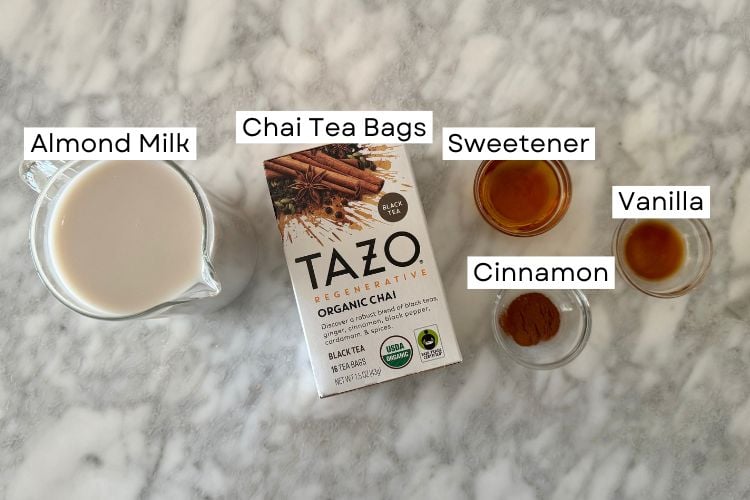 Ingredients for chai latte