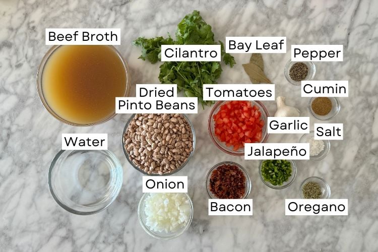 Ingredients for charro beans