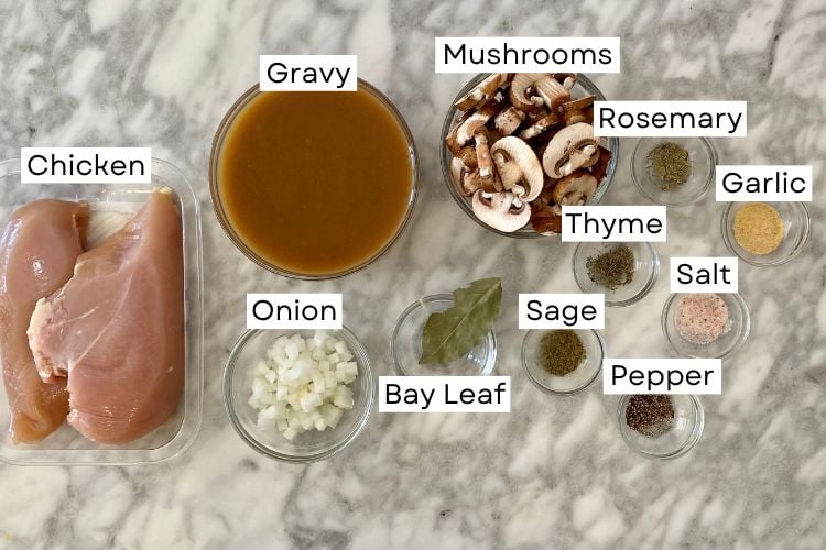 Ingredients for chicken and gravy