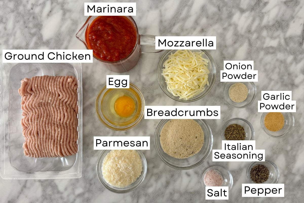 Ingredients for chicken parmesan meatballs