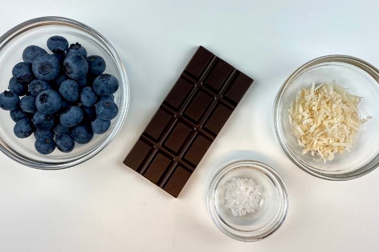 Ingredients for chocolate covered blueberries
