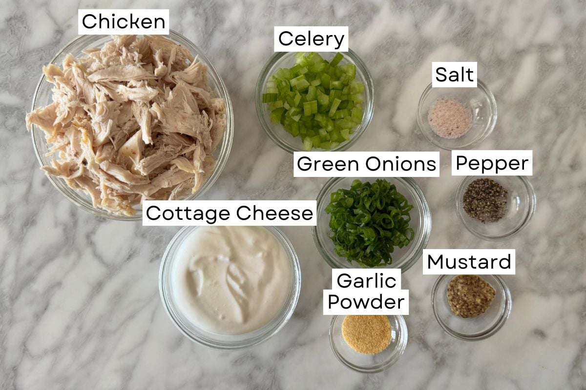Ingredients for cottage cheese chicken salad