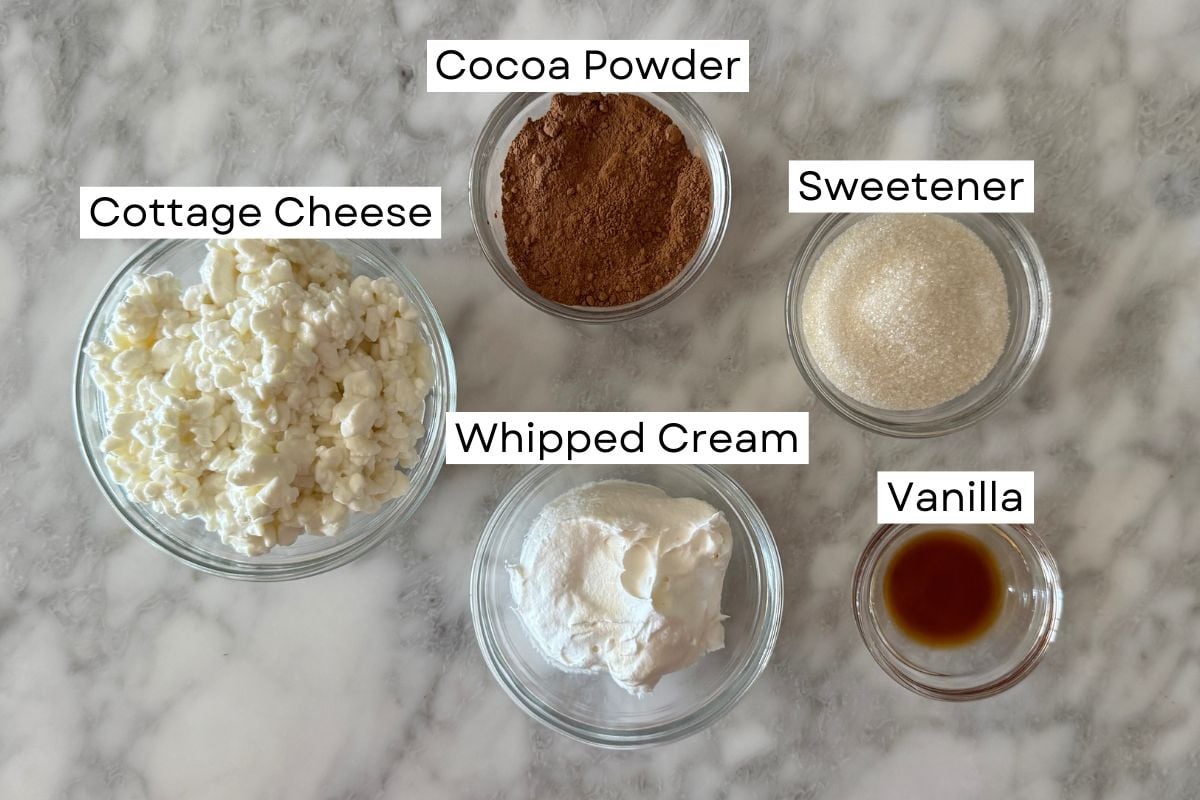 Ingredients for cottage cheese chocolate mousse