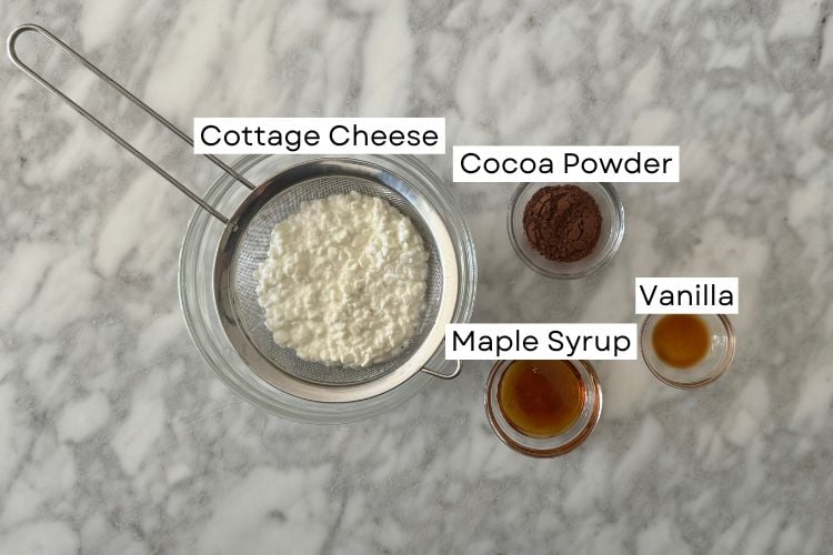 Ingredients for cottage cheese chocolate pudding
