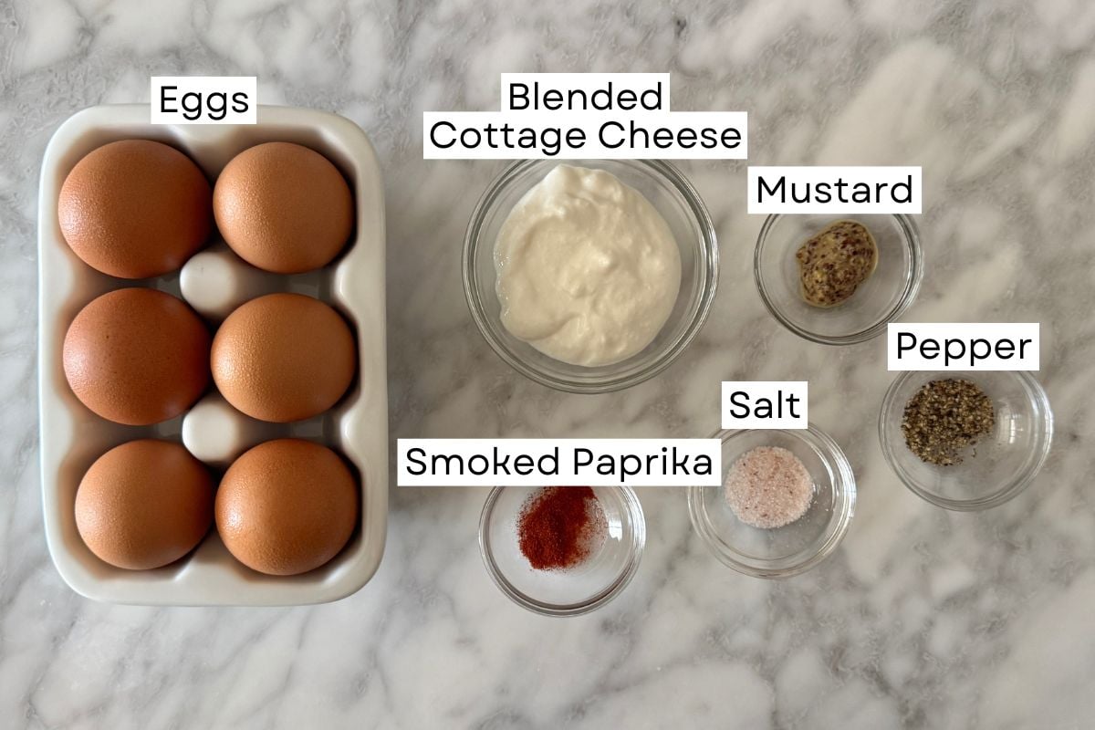 Ingredients for cottage cheese deviled eggs