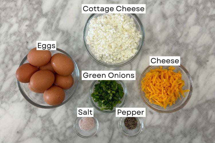 Ingredients for cottage cheese egg bake