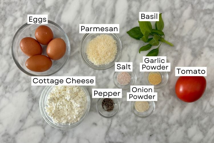 Ingredients for cottage cheese egg bites