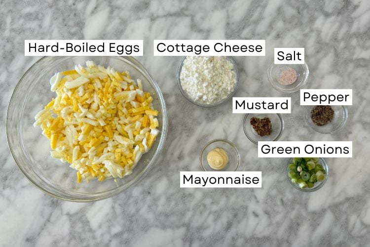 Ingredients for cottage cheese egg salad