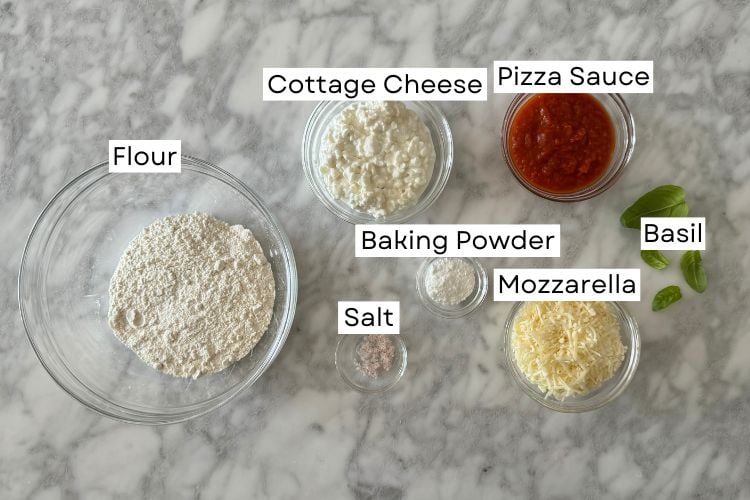 Ingredients for cottage cheese pizza crust