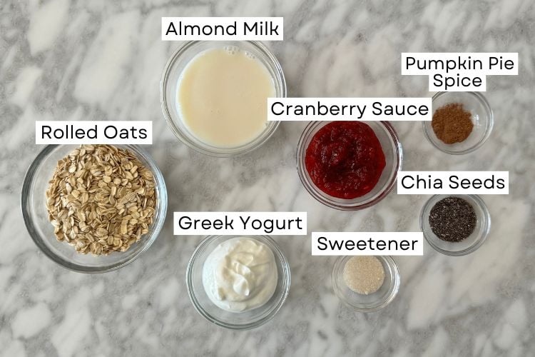 Ingredients for cranberry overnight oats