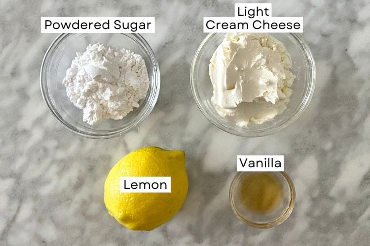 Ingredients for cream cheese frosting