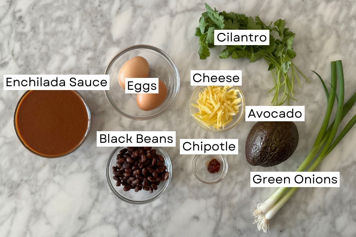 Ingredients for enchilada egg skillet