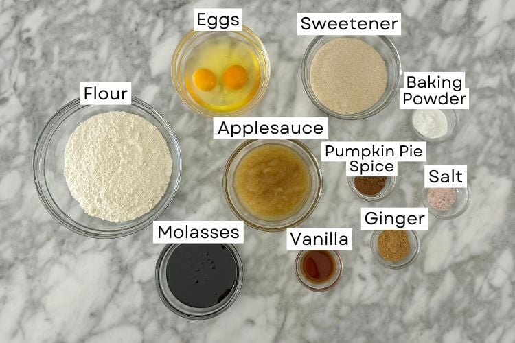 Ingredients for gingerbread muffins
