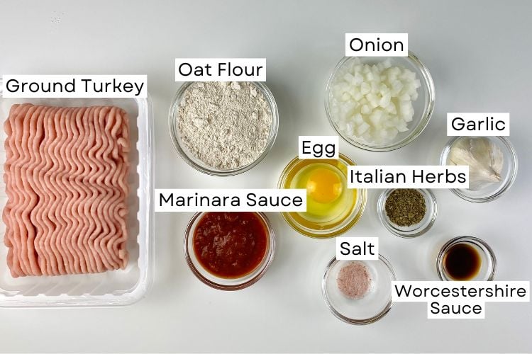 Ingredients for ground turkey meatloaf