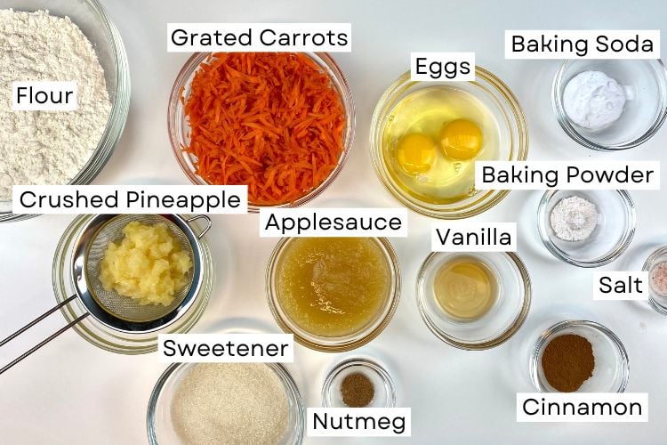 Ingredients for healthy carrot cake