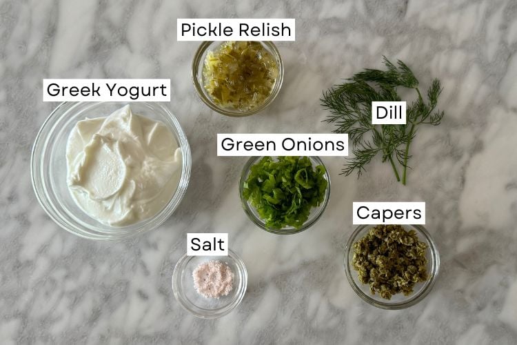 Ingredients for healthy tartar sauce