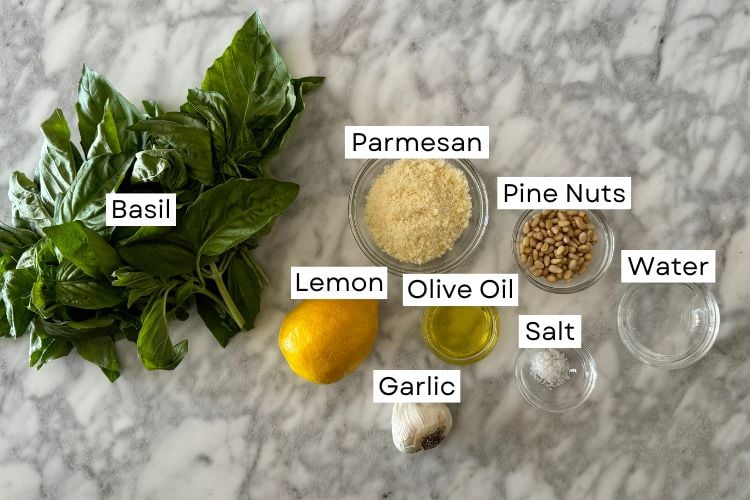 Ingredients for homemade pesto