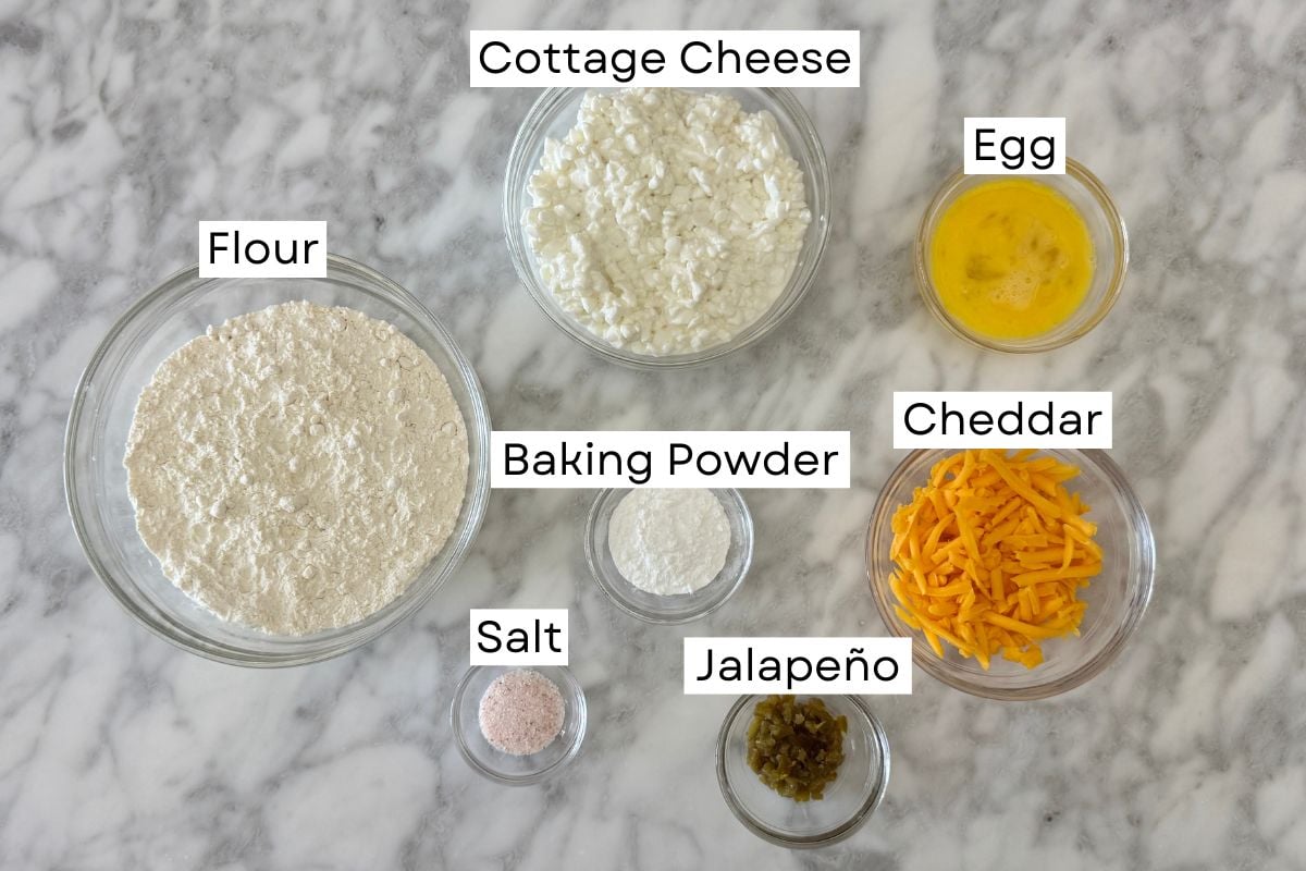 Ingredients for jalapeño cheddar bagels