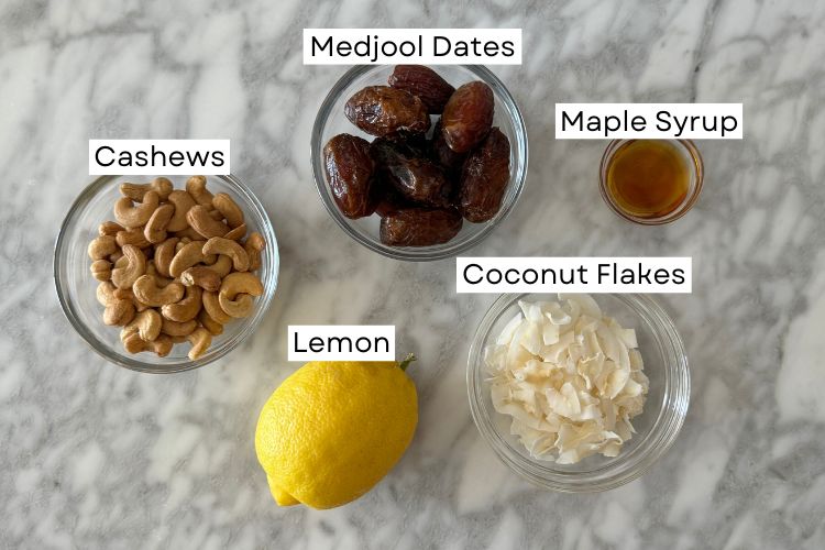 Ingredients for lemon bliss balls