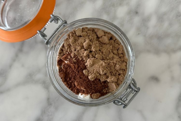 Ingredients for overnight oats in a jar