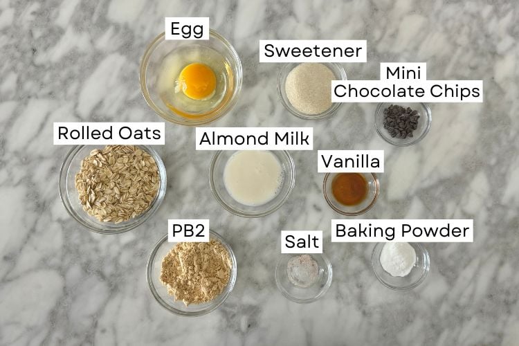 Ingredients for peanut butter baked oats