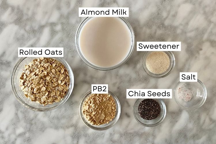Ingredients for peanut butter overnight oats