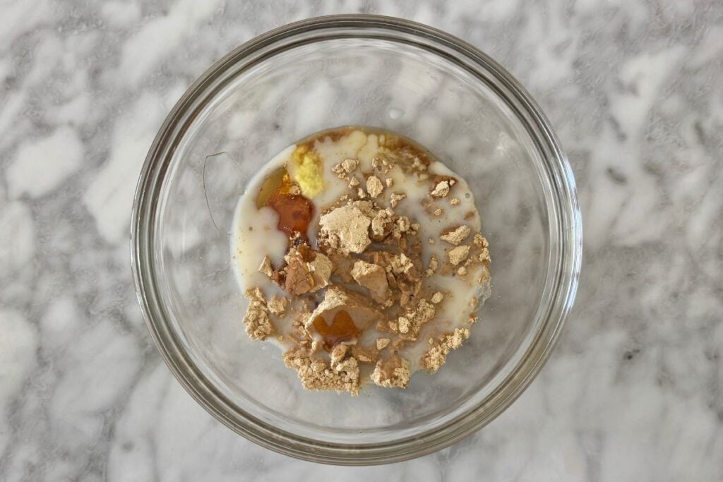 Ingredients for peanut sauce in bowl