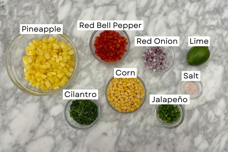 Ingredients for pineapple corn salsa
