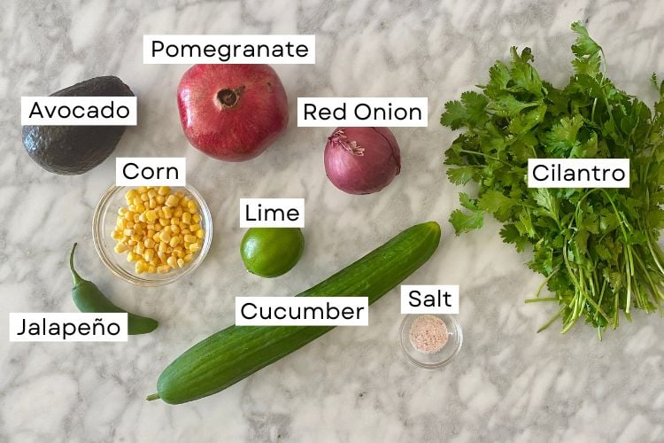 Ingredients for pomegranate salsa