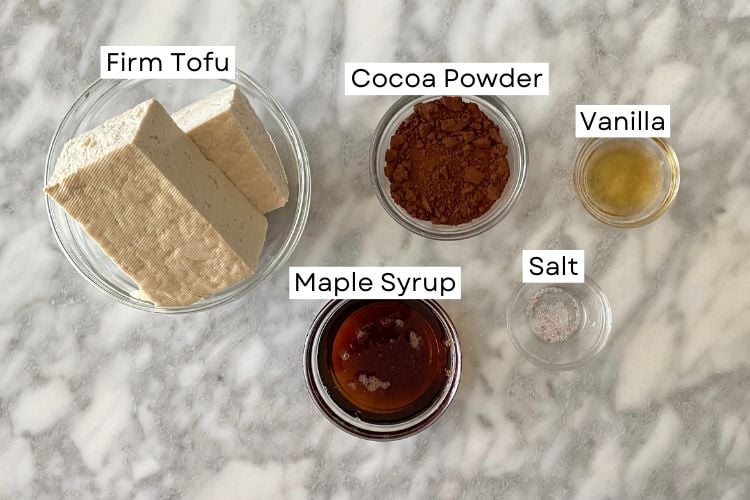 Ingredients for protein chocolate mousse
