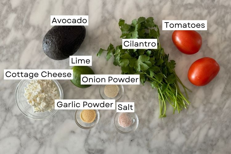 Ingredients for protein guacamole recipe