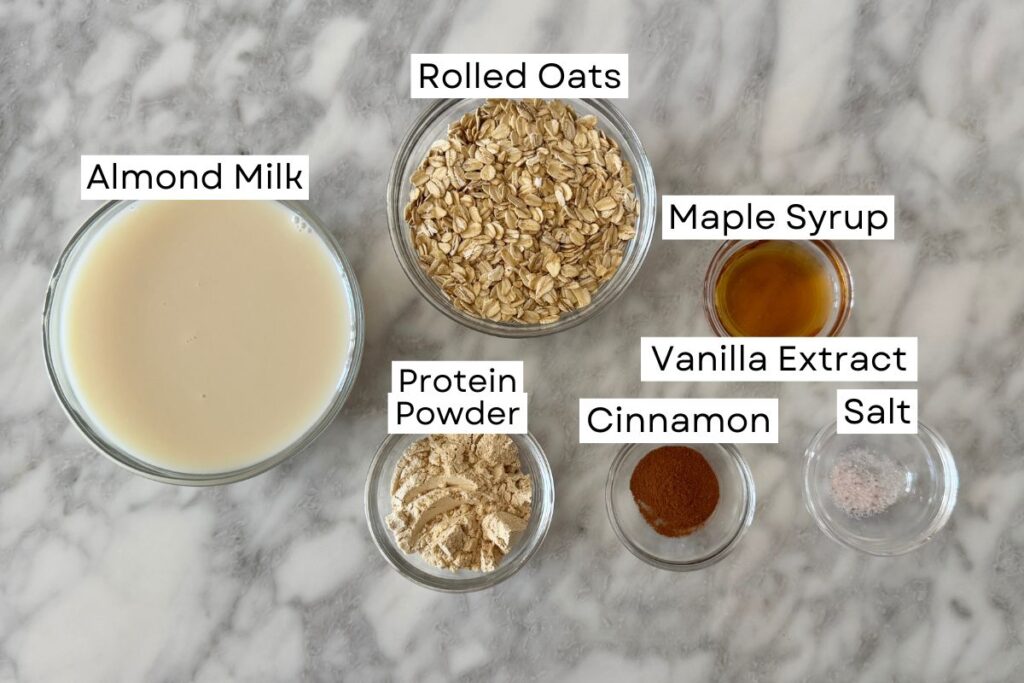Ingredients for protein oatmeal recipe