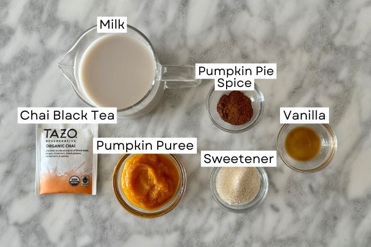 Ingredients for pumpkin chai latte
