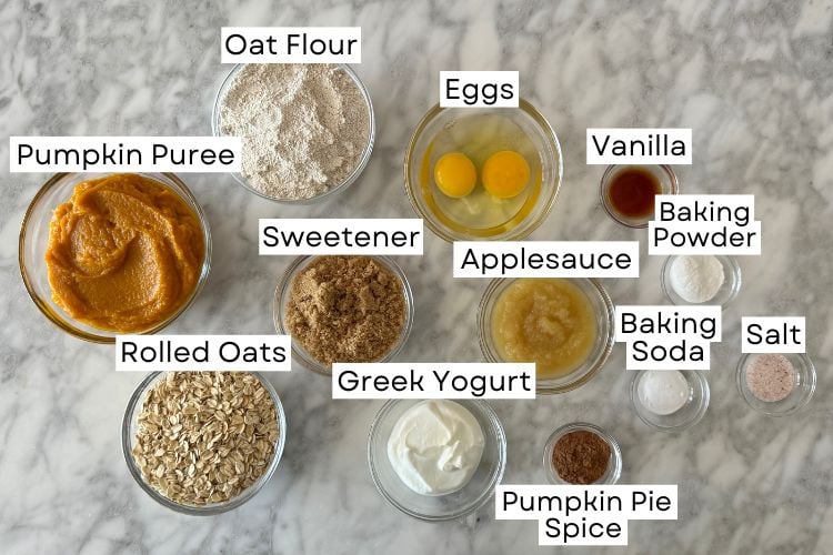 Ingredients for pumpkin oat muffins