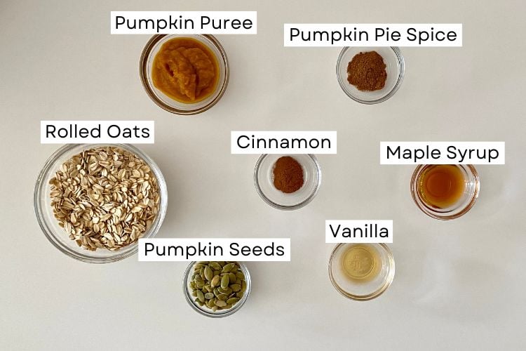 Ingredients for pumpkin spice granola