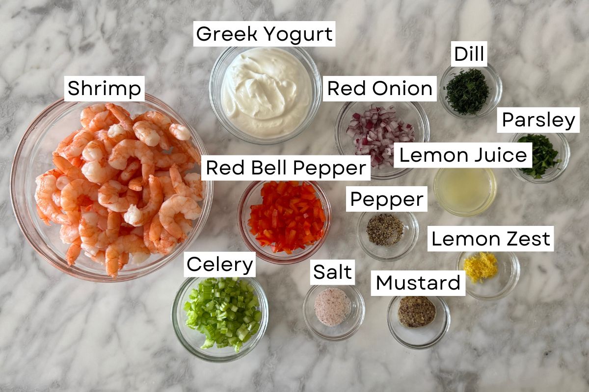 Ingredients for shrimp salad recipe