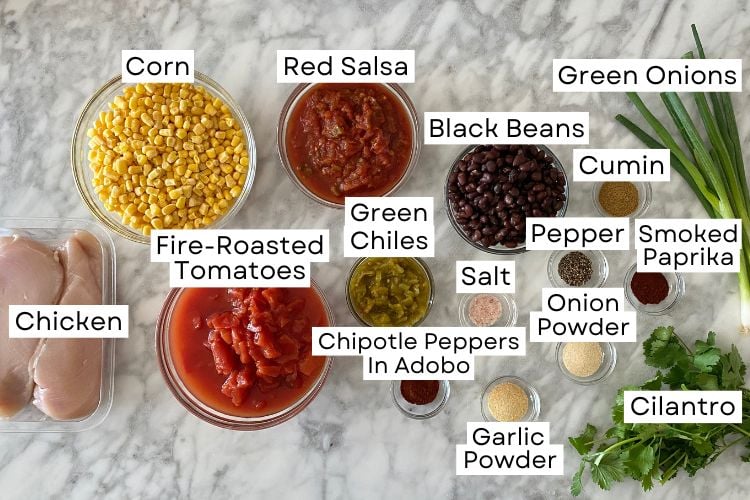 Ingredients for slow cooker Santa Fe chicken